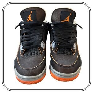 Jordan 4 Retro Starfish Black Orange Grey Womens Sneakers CW7183-100